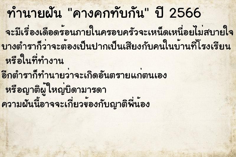 ทำนายฝัน คางคกทับกัน  เลขนำโชค 