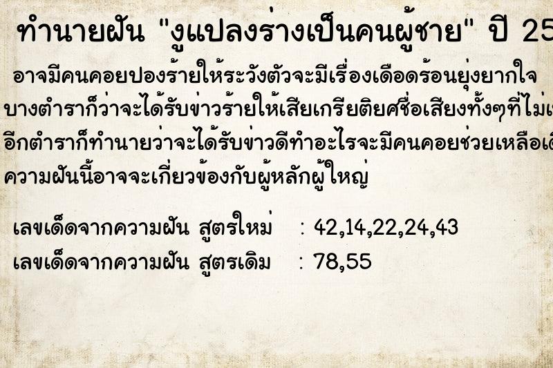 ทำนายฝัน งูแปลงร่างเป็นคนผู้ชาย