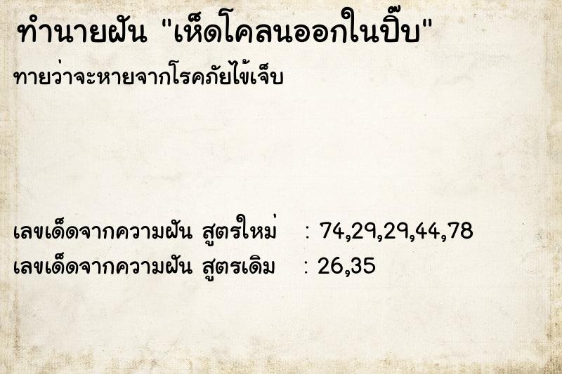 ทำนายฝัน เห็ดโคลนออกในปิ๊บ