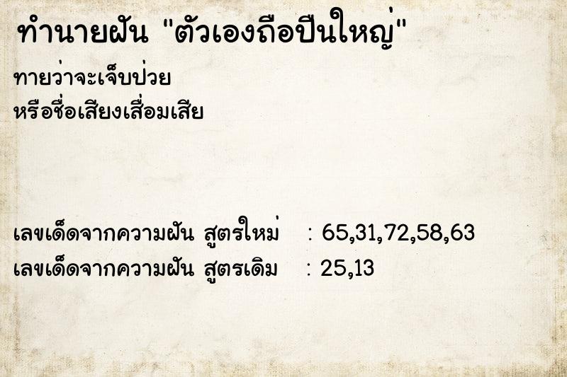 ทำนายฝัน ตัวเองถือปืนใหญ่