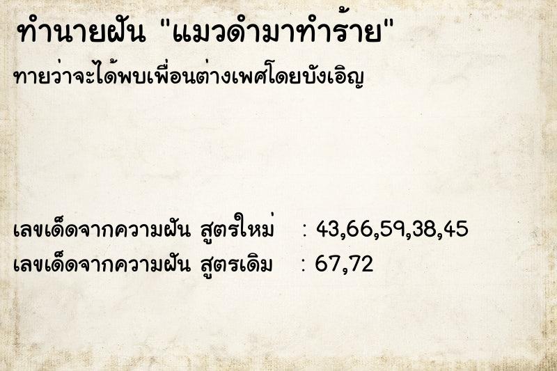 ทำนายฝัน แมวดำมาทำร้าย