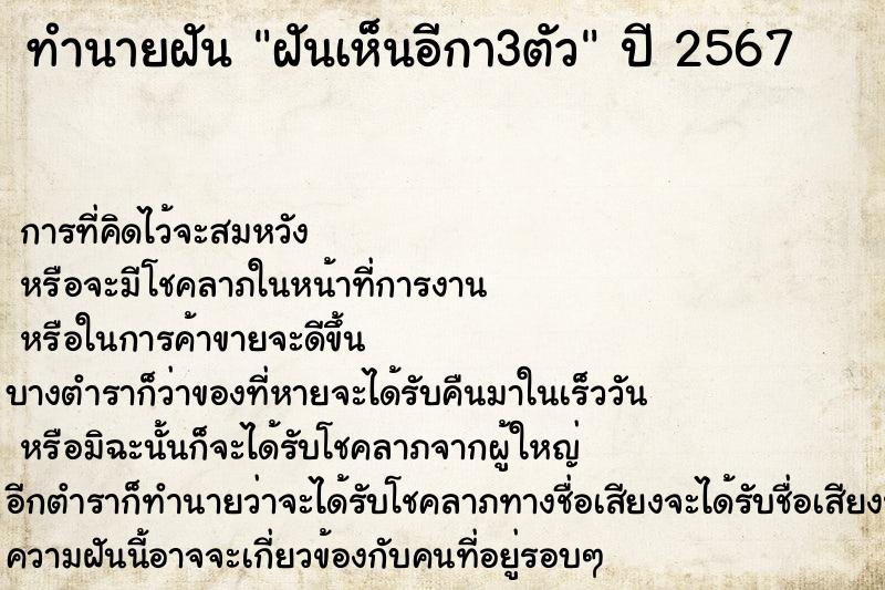 ทำนายฝัน ฝันเห็นอีกา3ตัว