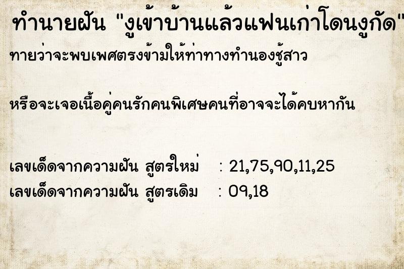 ทำนายฝัน งูเข้าบ้านแล้วแฟนเก่าโดนงูกัด