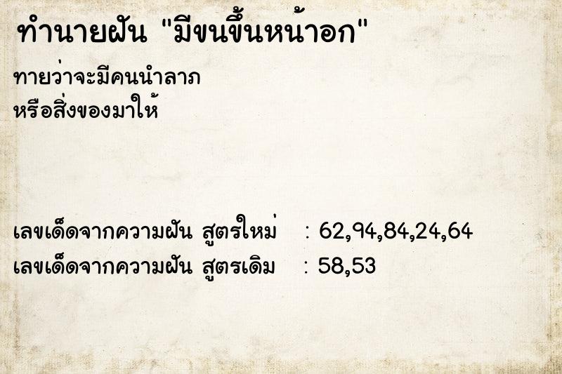 ทำนายฝัน มีขนขึ้นหน้าอก  เลขนำโชค 