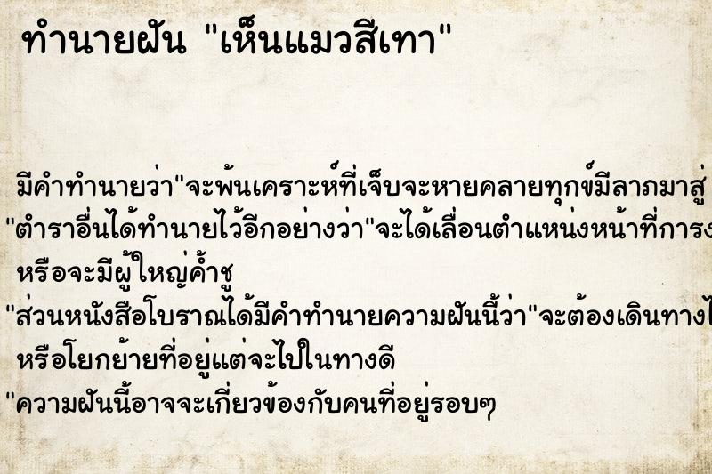 ทำนายฝัน เห็นแมวสีเทา  เลขนำโชค 