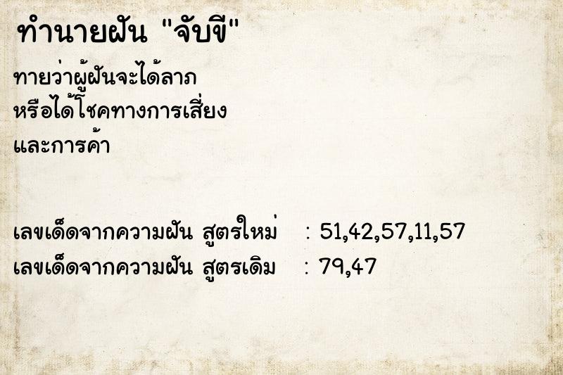 ทำนายฝัน จับขี