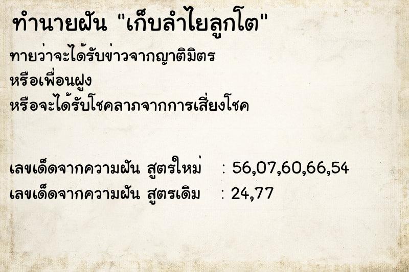 ทำนายฝัน เก็บลำไยลูกโต