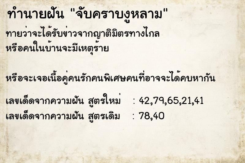 ทำนายฝัน จับคราบงูหลาม