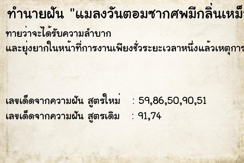 ทำนายฝัน แมลงวันตอมซากศพมีกลิ่นเหม็น