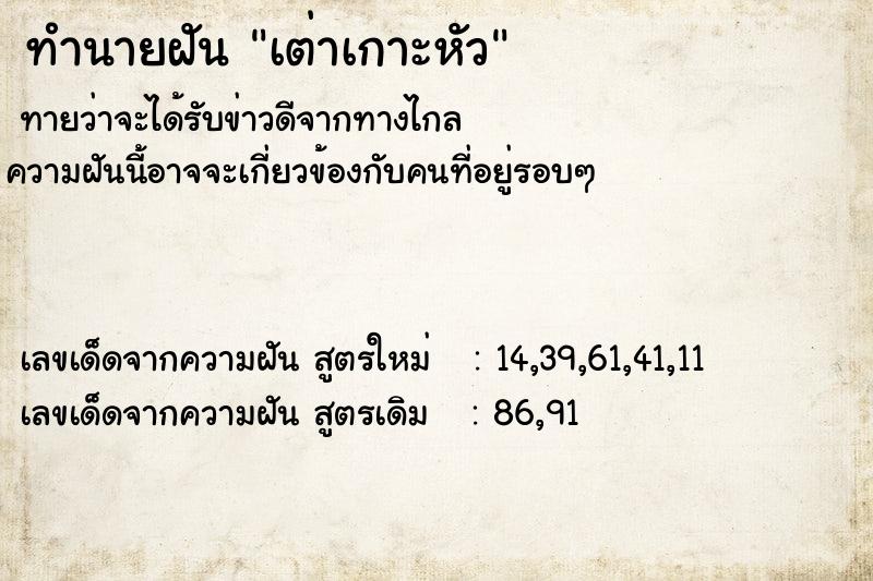 ทำนายฝัน เต่าเกาะหัว  เลขนำโชค 