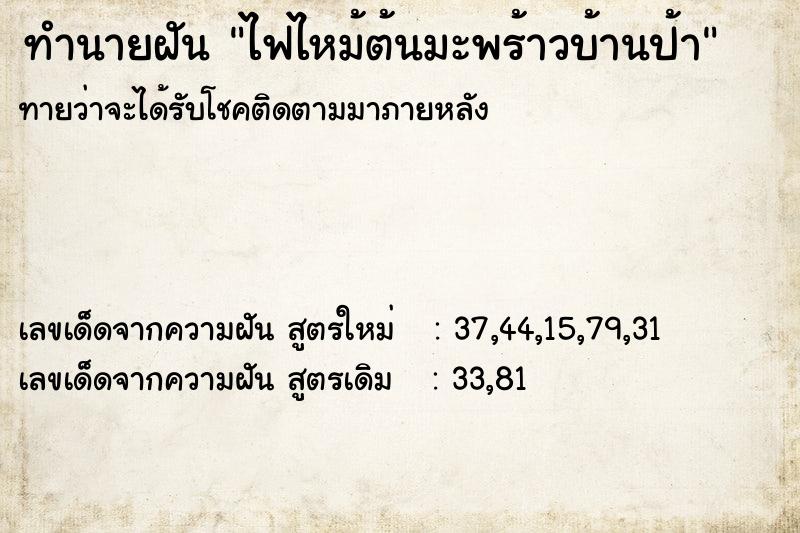 ทำนายฝัน ไฟไหม้ต้นมะพร้าวบ้านป้า