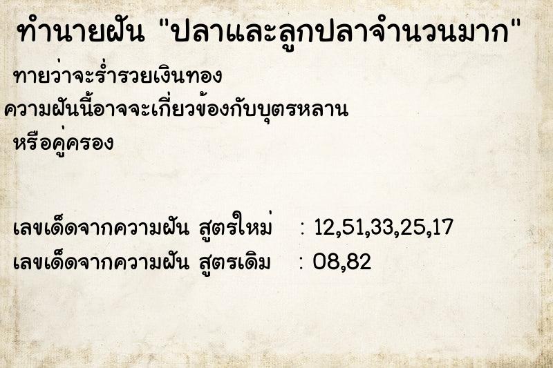 ทำนายฝัน ปลาและลูกปลาจำนวนมาก