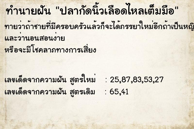 ทำนายฝัน ปลากัดนิ้วเลือดไหลเต็มมือ