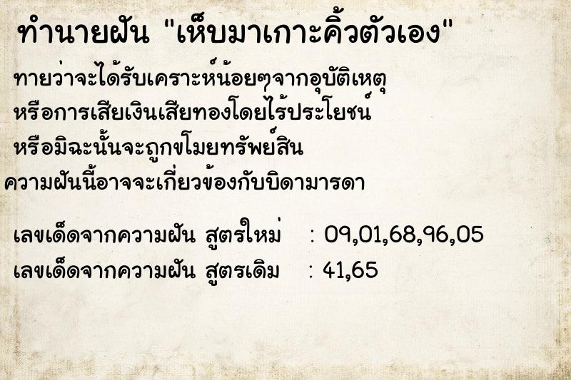 ทำนายฝัน เห็บมาเกาะคิ้วตัวเอง