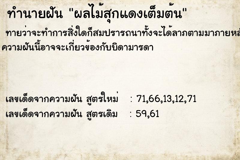 ทำนายฝัน ผลไม้สุกแดงเต็มต้น