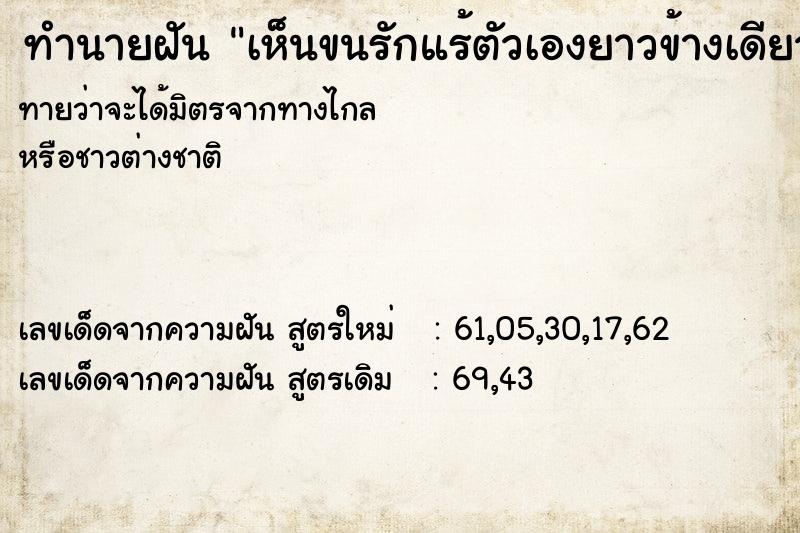 ทำนายฝัน เห็นขนรักแร้ตัวเองยาวข้างเดียวดกมาก