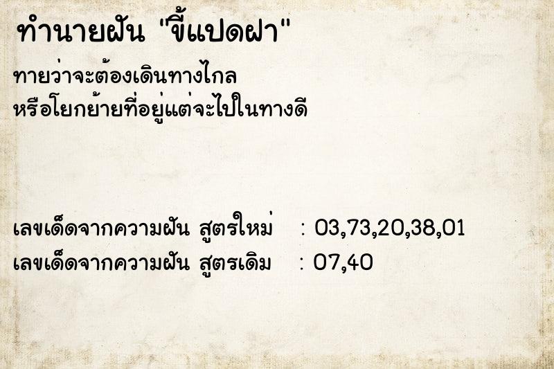 ทำนายฝัน ขี้แปดฝา