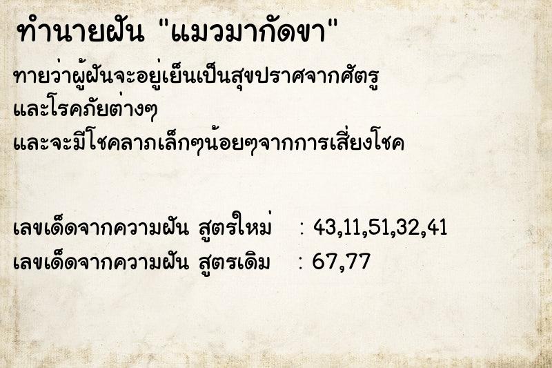 ทำนายฝัน แมวมากัดขา