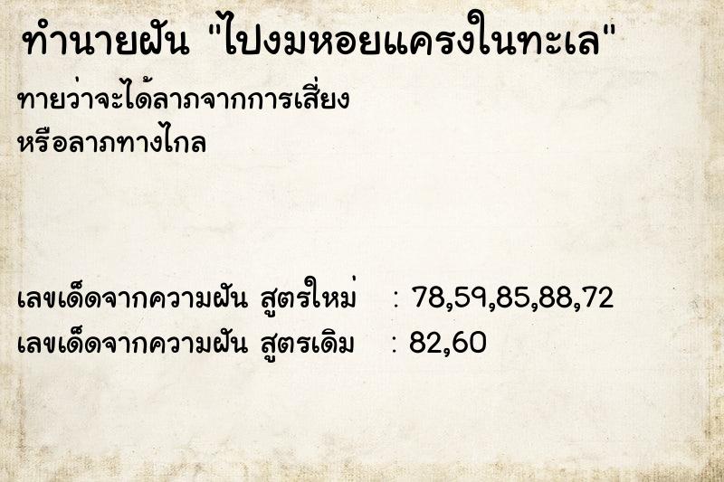 ทำนายฝัน ไปงมหอยแครงในทะเล