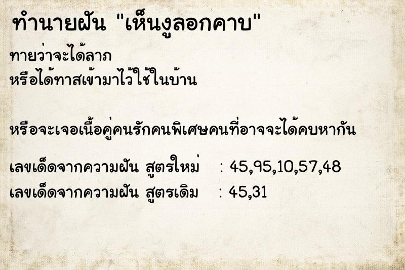 ทำนายฝัน เห็นงูลอกคาบ  เลขนำโชค 