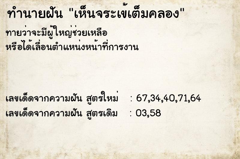 ทำนายฝัน เห็นจระเข้เต็มคลอง