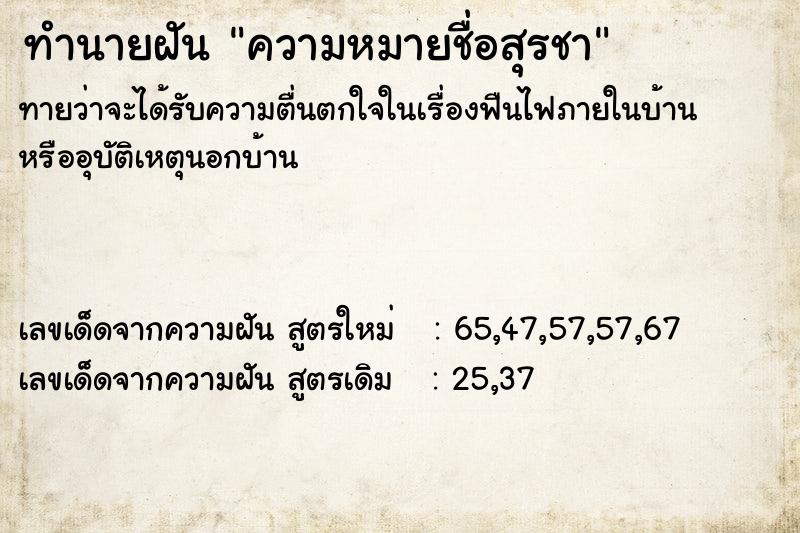 ทำนายฝัน ความหมายชื่อสุรชา