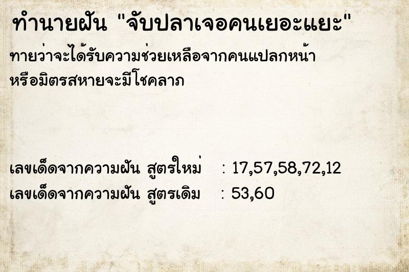 ทำนายฝัน จับปลาเจอคนเยอะแยะ