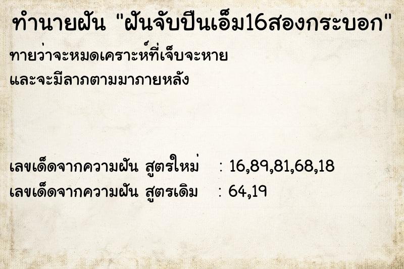 ทำนายฝัน ฝันจับปืนเอ็ม16สองกระบอก