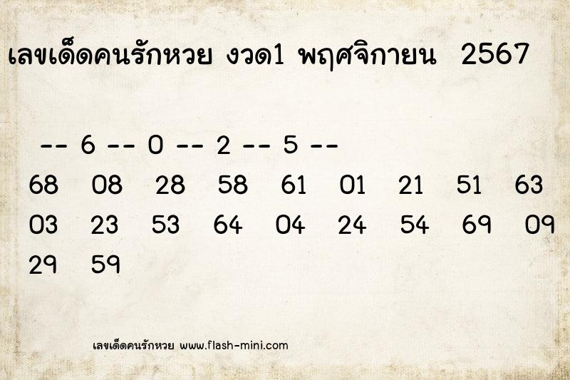 เลขเด็ดคนรักหวยที่สุดในโลก งวดนี้ งวด 1 พฤศจิกายน  2567 