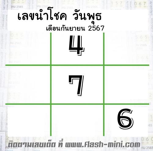  เลขนำโชค วันพุธ  เดือนกันยายน 2567  