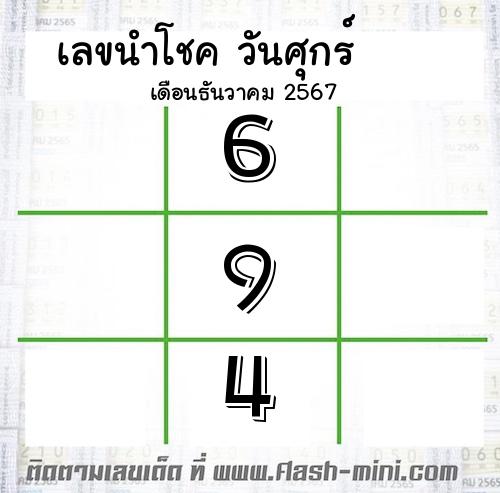  เลขนำโชค วันศุกร์  เดือนธันวาคม 2567  