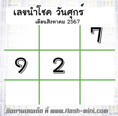  เลขเด็ดวันศุกร์ เดือนสิงหาคม  ปี2567  