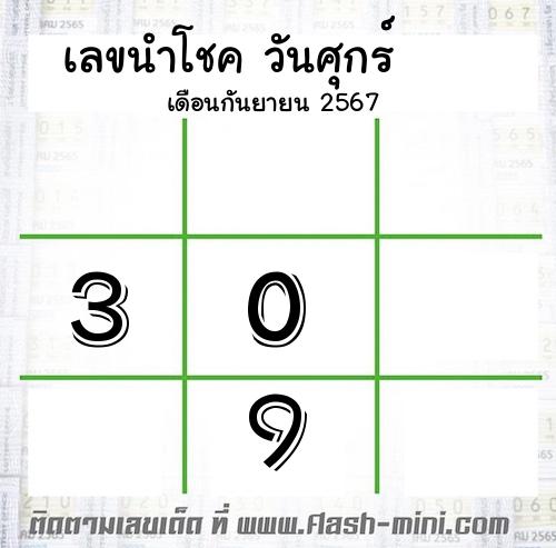  เลขนำโชค วันศุกร์  เดือนกันยายน 2567 